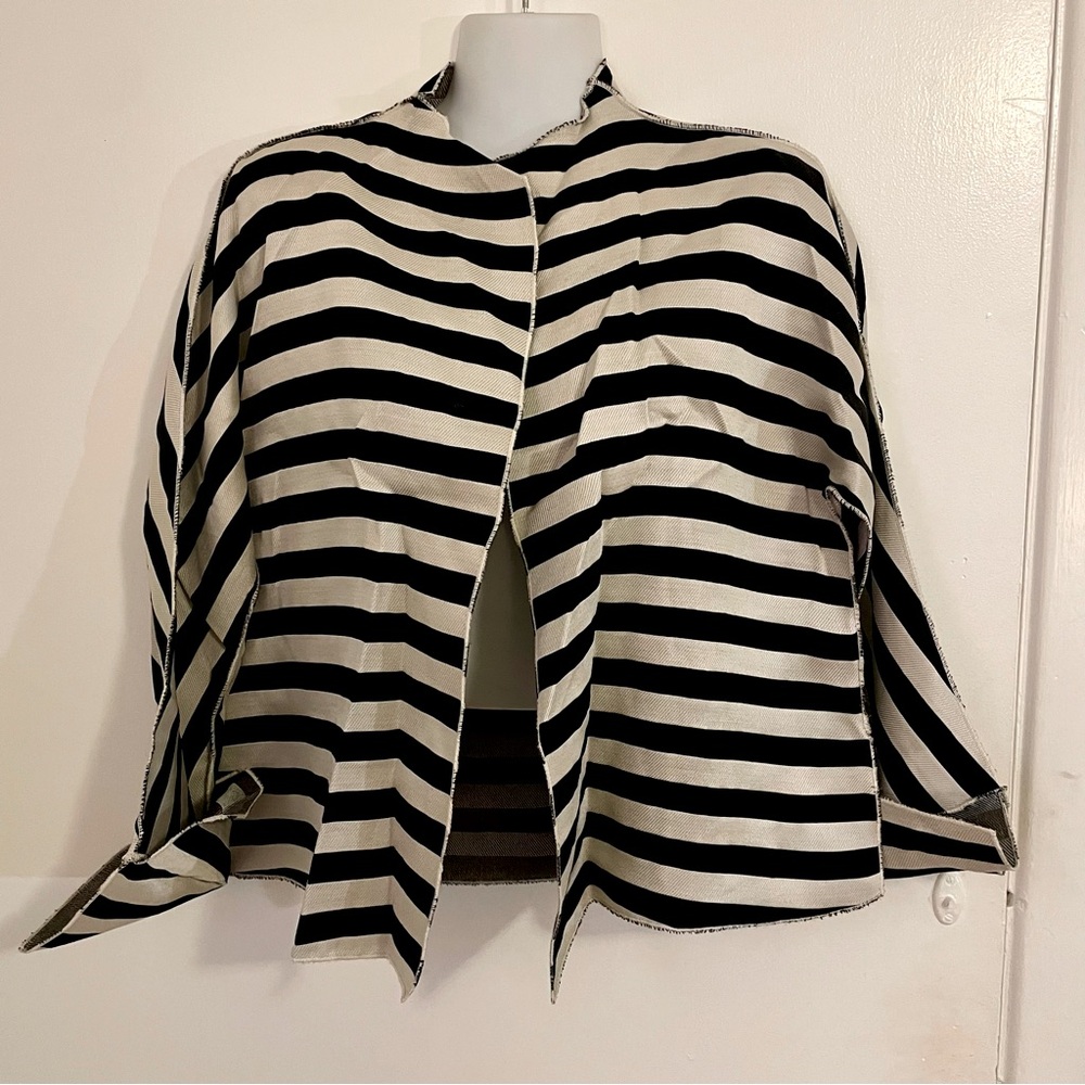 Margot Rozanska NY Sheer Striped Architectural Blouse Jacket, size Small